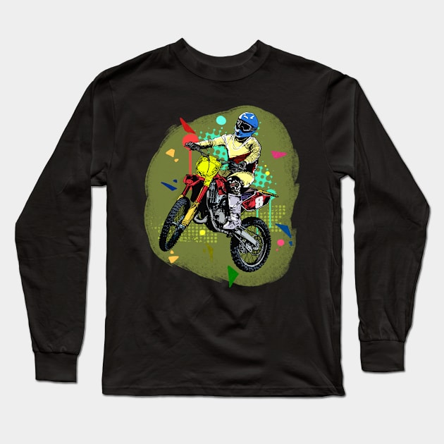 Cool Dirt Bike Out Motocross Gift Cool Dirt Bike Print Long Sleeve T-Shirt by Linco